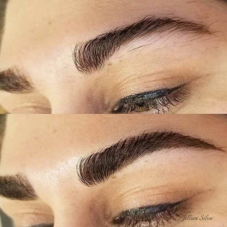 Artist Jillian before and after microbladed brows