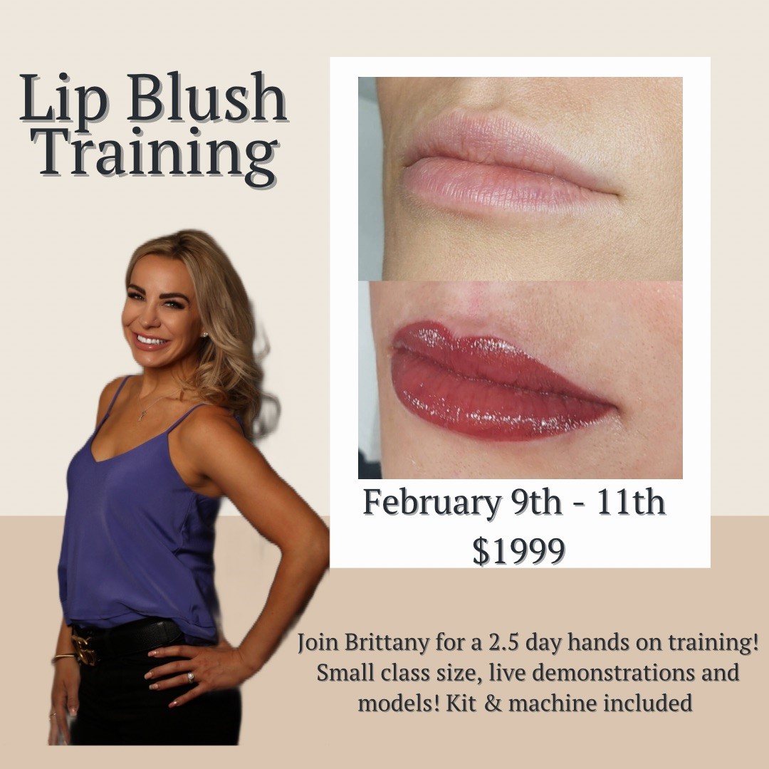 Flyer promoting Lip Blush Training with Brittany Wallins
