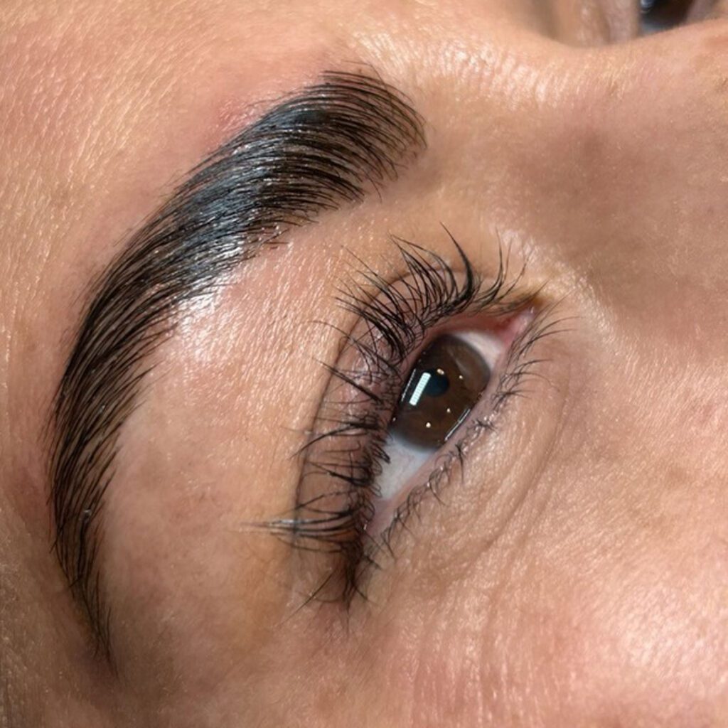 After of eyebrow tint, lamination, lash lift and tint treatments